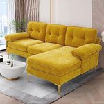 TEKAMON 82.7" Yellow Sectional Sofa Couch for Living Room, Chenille Fabric L- Shaped 3-Seater Convertible Sofa, Modern Loveseat Sofa with Chaise, Small couches for Small Spaces, Removable Covers