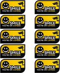 Quality Clever Security Camera Sticker CCTV Warning, Pack of 10 - UV & Weather Resistant Decal Label for Home Windows, Car, & More - Deter Criminals and Prevent Stealing - Smile You're On Camera Label