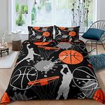 Loussiesd Basketball Bedding Set Sports Theme Comforter Cover for Kids Adult 3D Ball Pattern Duvet Cover Athlete Competitive Bedspread Room Decor 3Pcs With 2 Pillow Case Double Size Boys