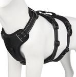 TruBest Dog Harness Dog Body Belt Vest for Large Medium Small Dogs with Safety Reflective No Pull Adjustable Military Style Dog Vest Training Harness. (Medium, Black - Triple Strap)