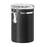 Oggi Stainless Steel Kitchen Canister 62 fl oz, Black - Airtight Clamp Lid, Clear See-Thru Top - Ideal for Kitchen Storage, Food Storage, Pantry Storage. Large Size 5" x 7.5".