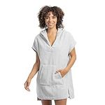 HOMELEVEL Ladies Changing Robe - Towel Poncho for Women - Terry Cotton Hooded Surf Poncho for Beach Swimming Pool Garden - Womens Adult Sizes S M L