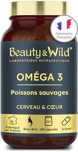 Capsules d'OMÉGA 3-2000mg d’Huile de Poissons Sauvages, Riche en acide aminés EPA/DHA, Santé du Cœur, Cholestérol, Cerveau, Idéal Musculation, Fitness, 120 capsules d'oméga 3 - Beauty&Wild
