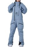 WOWULOVELY Womens One Pieces Ski Suits Waterproof Ski Jumpsuits Winter Onesies Hood Snowsuit for Snow Sport(Blue,Medium)
