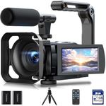 5K Video Camera Camcorder with 32GB SD Card, Microphone, Tripod, Stabilizer - Complete Vlogging Kit for YouTube, 56MP, WiFi, IR Night Vision, 3" 270° Touchscreen, 2 Batteries, Remote, Webcam