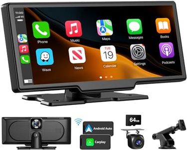 Portable Wireless CarPlay Touchscreen for Car: 4K Apple Carplay & Android Auto Car Play Screen with 4K Dash Cam/1080p Rear Camera/GPS Navigation/Bluetooth/Mirror Link/AirPlay - 10.26 inches