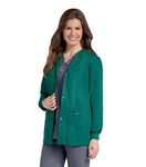 Landau Women's Premium Snap-Front 4-Pocket Crew Neck Warm-Up Scrub Jacket, Hunter, XXXXX-Large