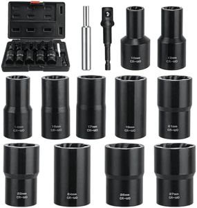 VTWTV Wheel Lock Removal Kit, 13 Piece Lug Nut Remover, 1/2-Inch-Drive Impact Easy Out Bolt Extractor Socket Set for Removing Damaged, Frozen, Rusted, Rounded-Off Bolts, Nuts & Screws