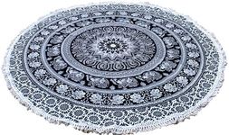 Round tapestry Indian Mandala Round Roundie Beach Throw Tapestry Hippy Boho Gypsy Cotton Tablecloth Beach Towel, Round Yoga Mat (42 Inches, Black And WHite)