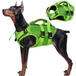 Kuoser Dog Life Jackets for Small Medium Large Dogs, Adjustable High Visibility Dog Life Jacket with Rescue Handle, Ripstop Dog Flotation Life Vest Pet Lifesaver Puppy Swimsuits Green XXL