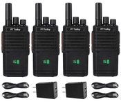 PTTalky FR2 Plus Walkie Talkies, FRS 2 Way Radios Long Range with Hidden Display,Hands Free,USB-C,1200mAh,Two Way Radio for School Retail Patrol(4 Pack)