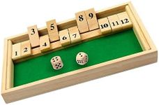 CA Mode Shut The Box Game, Wooden Double Shutter Game Dice Board Toy 2 Players Wooden Board Games 12 Numbers Flop Game Indoor Smart Math Table Gam