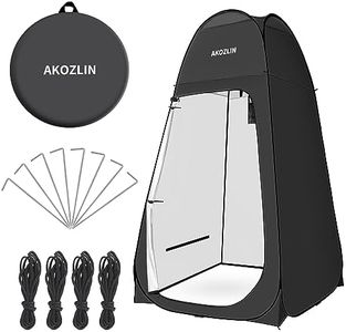 AKOZLIN Pop Up Shower Tent Instant Privacy Dressing Changing Tent Outdoor Camping Shower Toilet Tent with Window & Carry Bag for Portable Toilet & Bathroom Silver Coated UV Protection,Black
