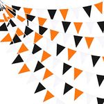 32Ft Black Orange White Party Decorations Hanging Pennant Banner Fabric Triangle Flag Bunting Garlands for Graduation Fall Autumn Halloween Thanksgiving Harvest Wedding Birthday Decorations supplies