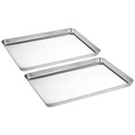 Stainless Steel Baking Tray Set of 2, Baking Sheet Cookie Tray Professional, 40x 30x 2.5 cm, Non Toxic & Healthy, Mirror Finish & Rust Free, Easy Clean & Dishwasher Safe