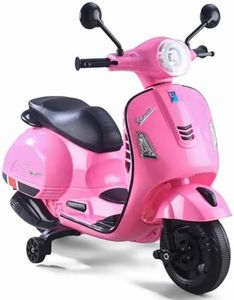 SHAKYA WORLD Vespa 12v Battery Operated Rechargeable Ride On Scooter for Girls and Boys || 1 to 6 Years Kids Scooty, Pink