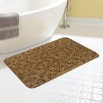 Kuber Industries Flower Design PVC Non Slip Bath Mat with Suction Cups 27"x14" (Brown)-CTKTC14466