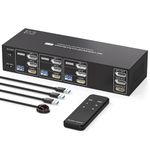PVBCTCSID KVM Switch 3 Monitors 3 Computers 2 Displayport HDMI 8K60HZ HDMI KVM Switches Displayport Sharing Three Monitors and 4 USB 3.0 Devices Support IR Remote Switch