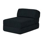 Changing Sofas | 'Bjorn' Jumbo Cord Fold Out Single Z Bed Mattress (Black)