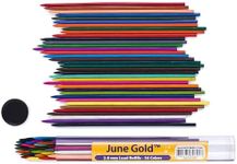 June Gold 36 Assorted Colored 2.0 mm Lead Refills, Bold & 90 mm Length, 36 Unique Colors, Pre-Sharpened, Break & Smudge Resistant