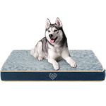 VANKEAN Stylish Reversible Dog Mat (Cool and Warm), Waterproof Inner Lining, Removable Machine Washable Cover, Plush Dog Mattress for Joint Relief Dog Bed for Crate, Navy/grey