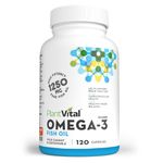 PlantVital Omega 3 Fish Oil Capsules 1250mg - 120 Softgels - EPA & DHA Fish Oil Omega 3 Supplements - Support Cognitive Health, Brain Function & Cardiovascular Health