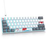 Fogruaden 60% Percent Mechanical Keyboard RGB Gaming Keyboard 60 Percent, Ultra-Compact 61Keys Mini Wired Keyboard with Red Switch for Win/Mac PC Gamer(WhiteGrey, Red Switch)