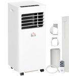 HOMCOM 4-In-1 Portable Air Conditioner, White Air Conditioning Unit, with Remote Control Wheels Cooling Dehumidifying Ventilating - 7000BTU