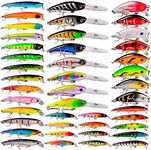 Bass Fishing Lures Kit Set Topwater Hard Baits Minnow Crankbait Pencil VIB Swimbait for Bass Pike Fit Saltwater and Freshwater, 006-43pcs