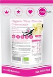 PINK SUN Organic Whey Protein Powder Vanilla Flavour 1kg Concentrate Shake Soy Free Grass Fed Gluten Free Vegetarian Undenatured Non GM Certified Bio UK