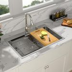 33 Kitchen Sink Drop in Workstation - Sarlai 33 x 22 Inch Drop Kitchen Sink Dual- Tier Ledge Workstation Sink 16 Gauge Stainless Steel Topmount Rectangular Deep Single Bowl Kitchen Sinks Basin