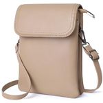 KUKOO Small Crossbody Bags for Women Cell Phone Purse Wallet Bag PU Leather with Shoulder Strap, Khaki