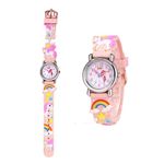 ISABELLA MOON Unicorn Watch with Silicone Strap Bracelet Girls Boys Toddler Watches Gifts for Kids Birthday Gifts School Teacher Learning Watches (Unicorn Pink)