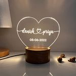 WOWOOD Anniversary Gift for Couple Wedding Gift Lamp Love Night Light (Heart Design, Wood, Warm White, Pack of 1) LED