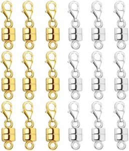 Qulltk Magnetic Necklace Clasp with Lobster Clasp 18K Gold and Silver Magnetic Jewelry Clasps for Necklaces Extender Bracelet Clasps and Closures