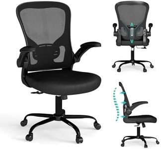 Flysky Ergonomic Office Chair, Mesh Home Office Desk Chair with Flip-up Arms and Lumbar Support, Height Adjustable, Swivel, Black