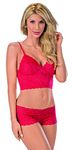 Escante Women's Lace Cami Set, Red, Small