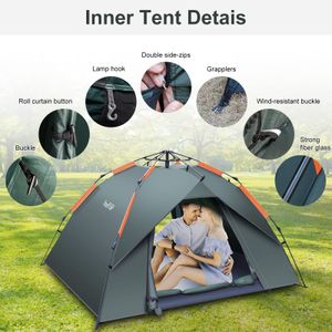 Amflip 3-Person Pop Up Camping Tent – Waterproof, Ultralight, Army Green
