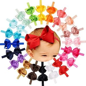 CÉLLOT Baby Girls Headbands Grosgrain Ribbon 4.5" Hair Bows Headband Big Bow Hair Bands for Toddler Pack of 20