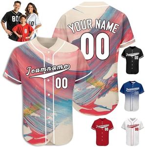 Custom Baseball Jersey Personalized Baseball Button Down Shirt Customize Short Sleeve Sports Uniform for Women Men Youth