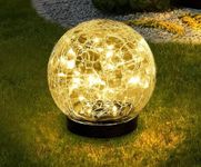 LITVERSE Solar Globes Lights Outdoor Garden Decor Solar Balls for Garden Crackle Glass Solar Lights Yard Decor for Outdoor Decor Decorations Pathway Patio Yard Lawn(20Led,Warmwhite-1pack)