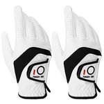 Golf Gloves Mens Right Hand 2 Pack, 2022 All Weather Cabretta Leather Grip Large Size(L, Worn on Right Hand)