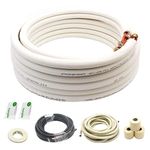 25 Ft Mini Split Line Set.Air Conditioner Copper Tubing Pipes Extension Set, 3/8" & 5/8" 3/8" PE Thickened for AC and Heating Equipment Insulated Coil Line Set HVAC Refrigerant with Nuts. (3/8+5/8)