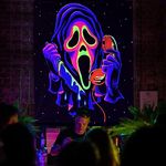 Miytal Blacklight Trippy Tapestry, UV Reactive Horror Wall Hanging Tapestries, Glow in The Dark Party Backdrop Tapestry for Bedroom, Living Room - 51" x 59"