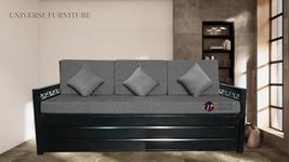 Universe Furniture Tesca Metal Sofa Cums Bed Queen Size for Home Furniture, Living Room with Storage Grey Fabric Color