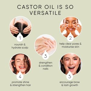 Organic Castor Oil 250ml – Cold Pressed, Hexane Free, Glass Bottle, Food Grade for Hair, Skin, Eyelashes & Eyebrows