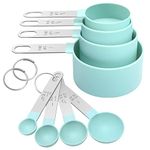 Measuring Cups Set Measuring Spoons Set, Nesting Measure Cups with Stainless Steel Handle, For Measuring Dry and Liquid Ingredients Small Teaspoon with Plastic Head (Mint Green)