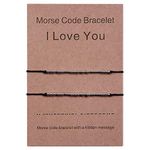 CheersLife 2PCS I Love You Morse Code Bracelets Couples Men Women Boyfriend Girlfriend Matching Relationship Black Rope Beads Bracelet Set Jewellery Gifts for Him and Her