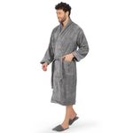 Rangoli 100% Cotton Premium Bathrobes, 550 GSM | Ultra-soft, Lightweight & Highly Absorbent Luxurious Bath Gown/Bath Robe With Matching Slippers, Grey