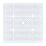 XIYUNTE Large Square Shower Mat Non Slip Anti Mould - 70x70cm Extra Large Non Slip Shower Mats for Inside Shower, Anti Slip Shower Mat for Elderly, Large Shower Tray Mat, Machine Washable, Clear White